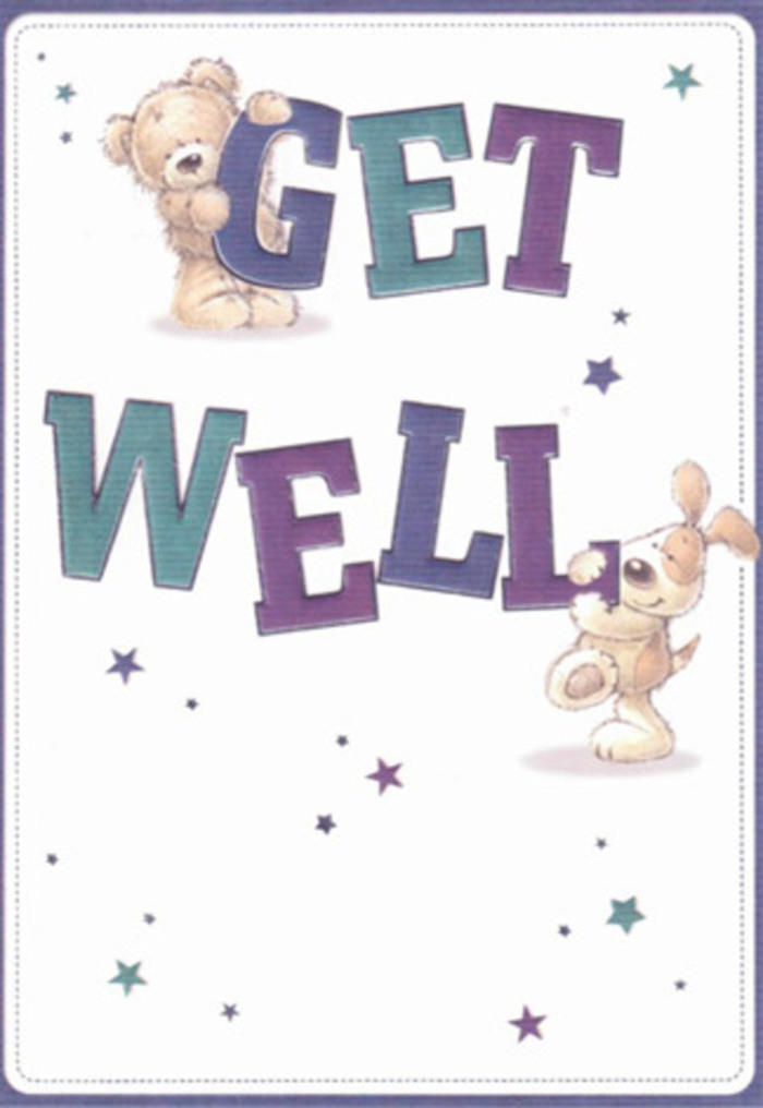 Celebrating gentle encouragement and neighbourly kindness, this get well card features an endearing duo-a friendly bear and a playful puppy-portrayed with all the heartfelt care seen in a freshly gathered Highams Park posy. Dancing stars orbit the characters, scattering luminous good wishes as if carried on a spring breeze from The Broadway. The typography is robust and uplifting, painted in soft purples and aquas, anchoring an overall sense of hopefulness and calming reassurance. There's a palpable sense of texture: you can almost feel the softness of the bear's fur and the plushness of the puppy's ears, as if they were hand-stitched with the love found in every bouquet made locally. Imagine this card arriving alongside a vibrant arrangement from Flowers Highams Park, both radiating cheerful support-the ideal gesture for brightening the spirits of someone recovering nearby or nestled at home. This gentle, airy scene truly captures the neighbourhood's warmth and the healing power of caring intentions.