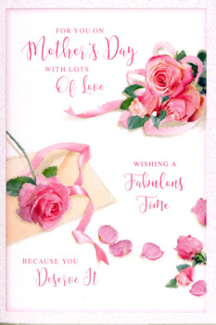 The Mother's Day card in this image unfolds like a painted bouquet, capturing the romance of pink roses with the care of a florist arranging blooms for a Highams Park doorstep delivery. At its heart sits a generous cluster of roses in varying shades of pink, from delicate ballet-slipper hues to richer, more saturated tones, each blossom drawn with fine attention to texture and form. The petals overlap in soft spirals, some edges gently ruffled, giving the impression of flowers at their peak, freshly opened and full of fragrance. Around the central bouquet, individual petals are scattered across the card's pale, almost white surface, their placement deliberate yet natural, like the casual confetti of petals that fall on a florist's workbench. The light is soft and caressing, with subtle highlights catching on the upper curves of the petals and faint shadows grounding the composition, reminiscent of gentle morning light slipping through the trees around Highams Park. Flowing calligraphy stretches across the design, its script elegant and slightly whimsical, echoing the graceful curves of stems and petals, and expressing the tender sentiments of Mother's Day without overpowering the flowers. A silky ribbon in a pastel pink shade curls through one corner of the arrangement, tying the elements together as though the entire card were a bouquet laid flat. The overall effect is one of calm celebration and deep affection, like preparing a surprise of flowers and a heartfelt card for Mum at home in E4, created with the same care you would expect from a trusted local florist.